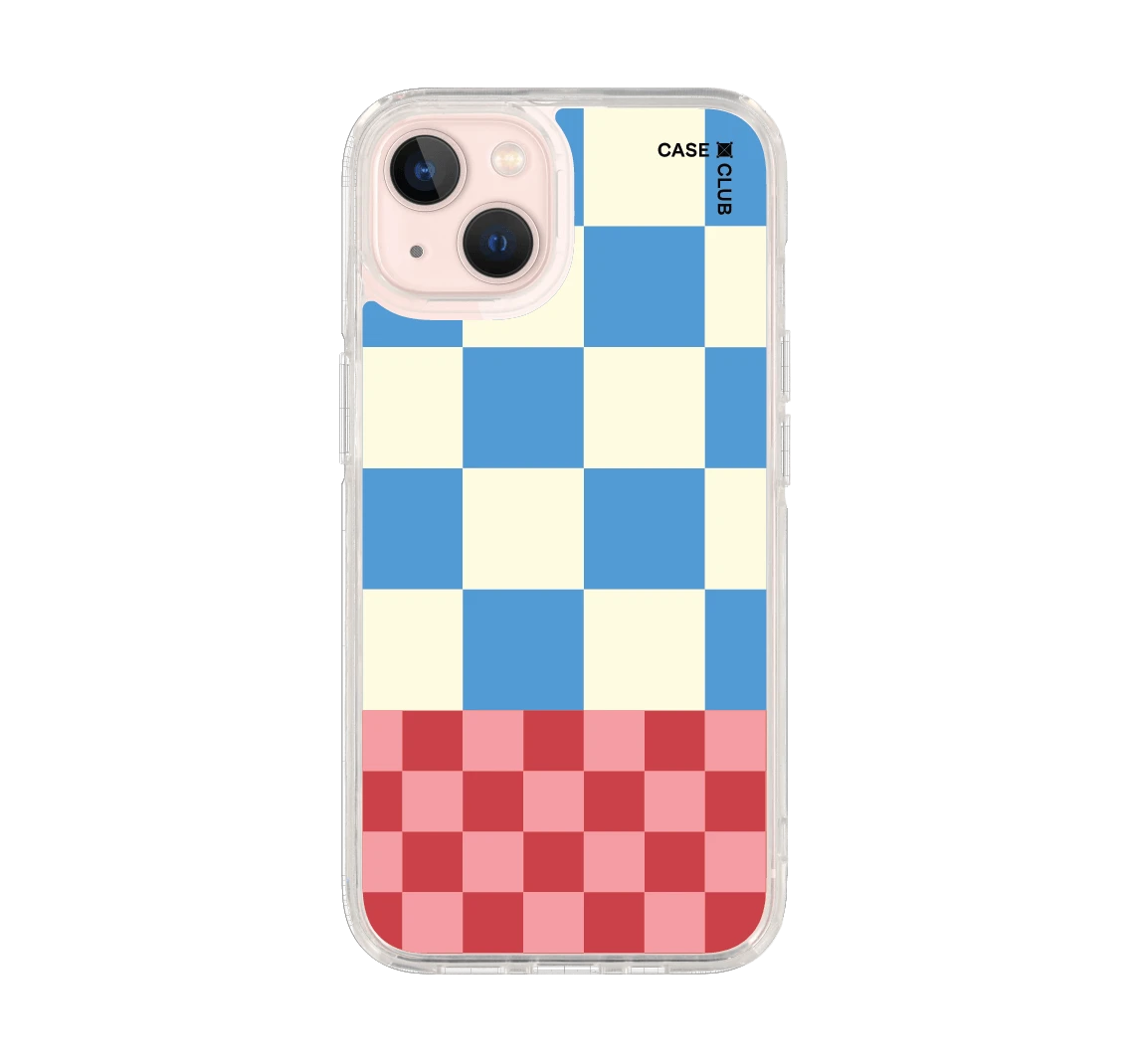 blue & red collage grid pattern